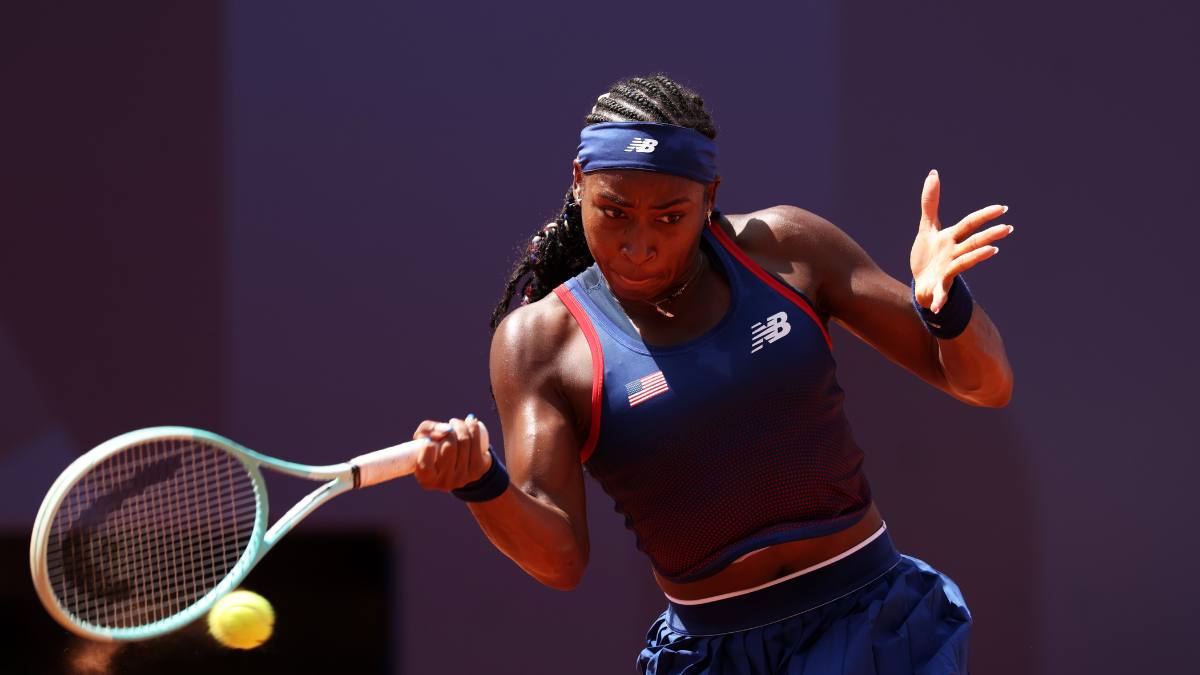 Coco Gauff playing tennis at the Olympics