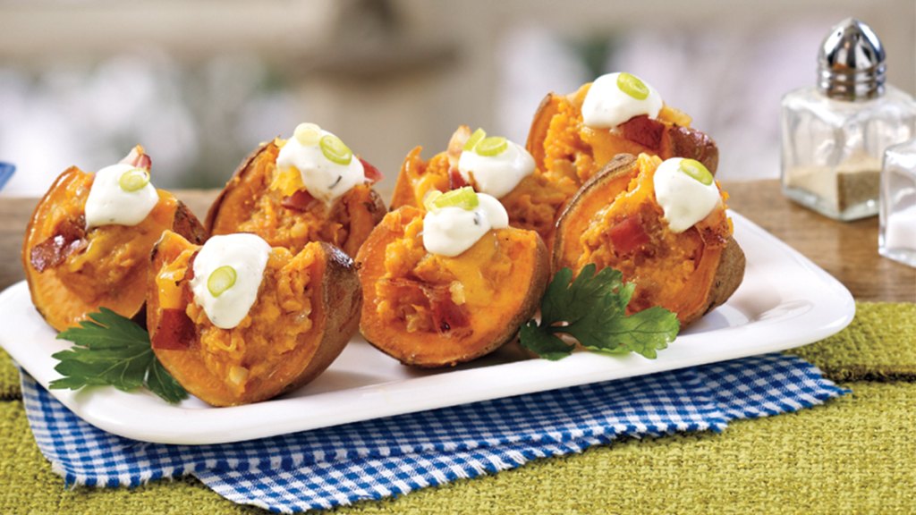 Bacon Cheddar Sweet Potato Skins