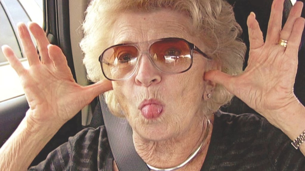 Mildred mugs for the camera