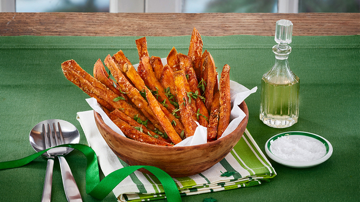Garlic balsamic sweet potato fries
