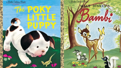 Covers of Poky Little Puppy and Bambi Little Golden Books