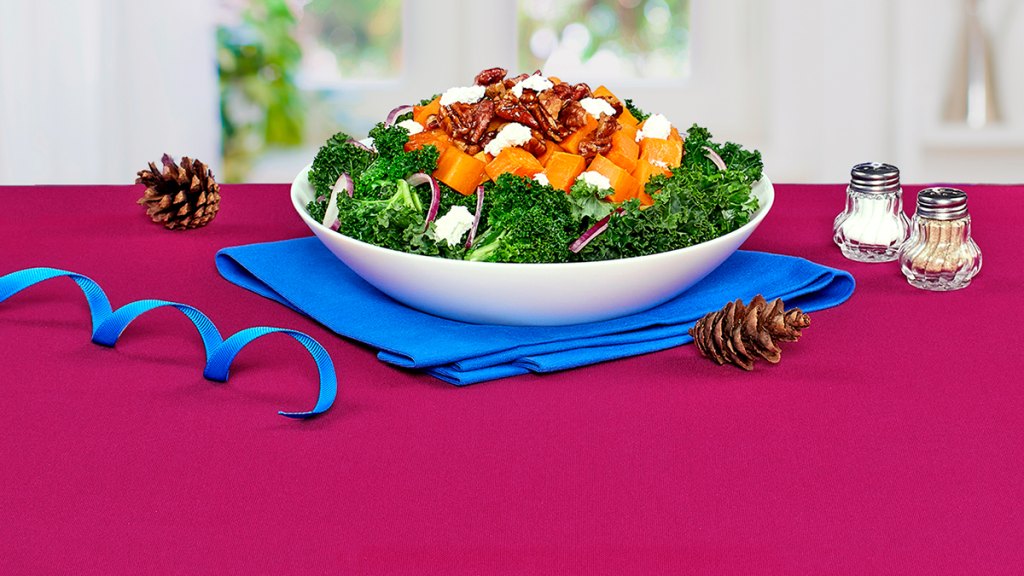 Roasted sweet potato kale salad