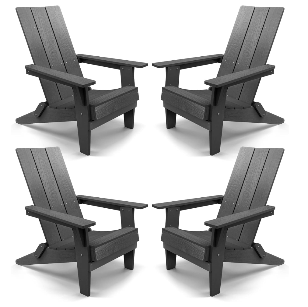 YEFU Set of 4 Outdoor Folding Poly Adirondack Chair