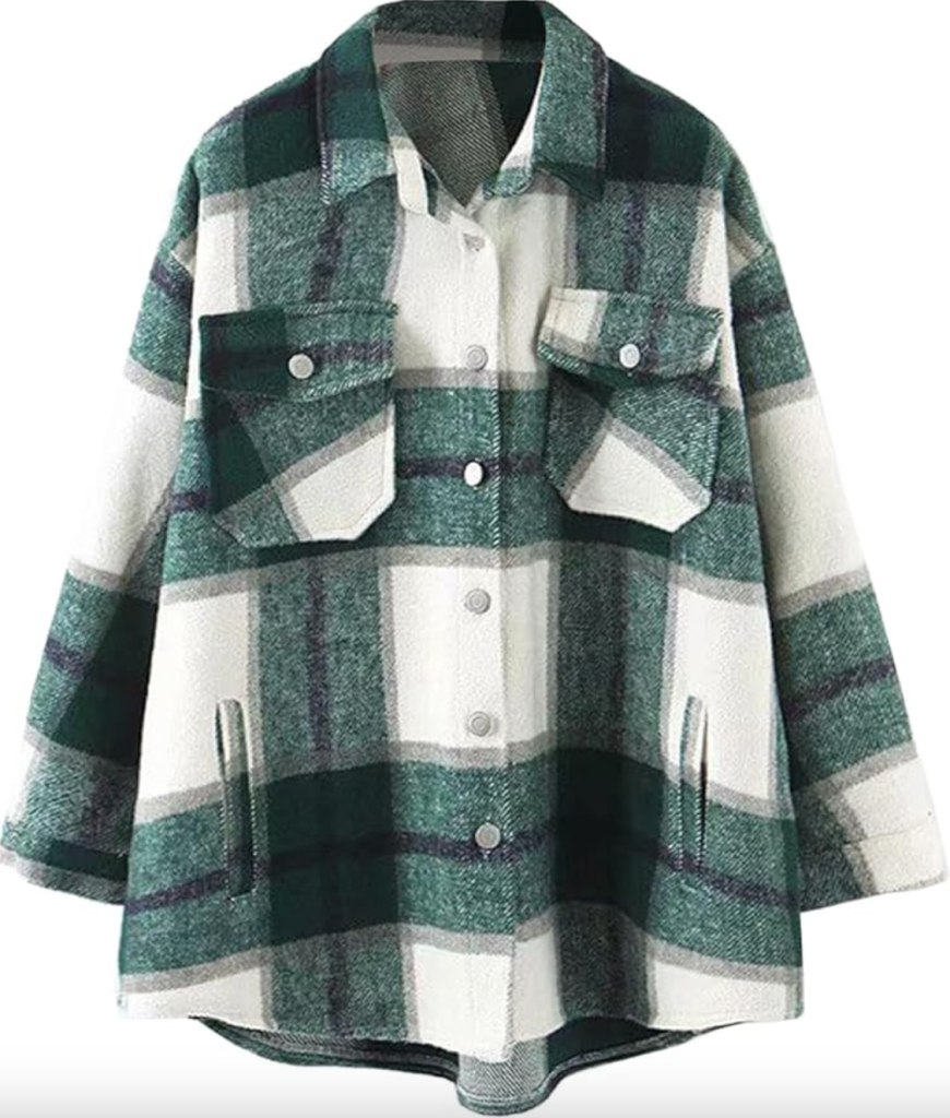 Lviefent Womens Casual Wool Blend Plaid Flannel Shackets
