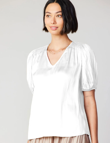 Cuffed Pleated Yoke Top