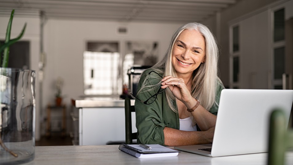 woman with a work from home job no phone