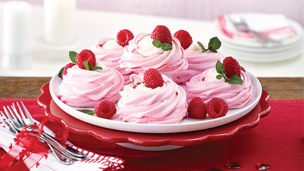 4.	Tickled Pink White Chocolate-Raspberry Meringues