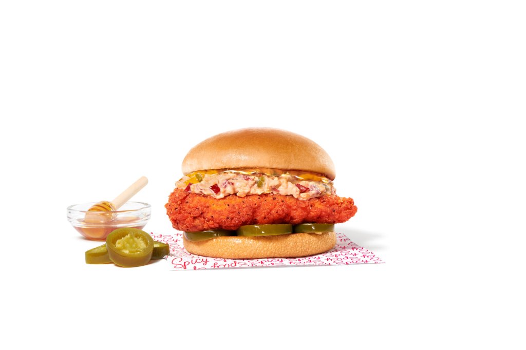 new spicy Honey Pepper Pimento Chicken Sandwich from the 2024 chick-fil-a menu