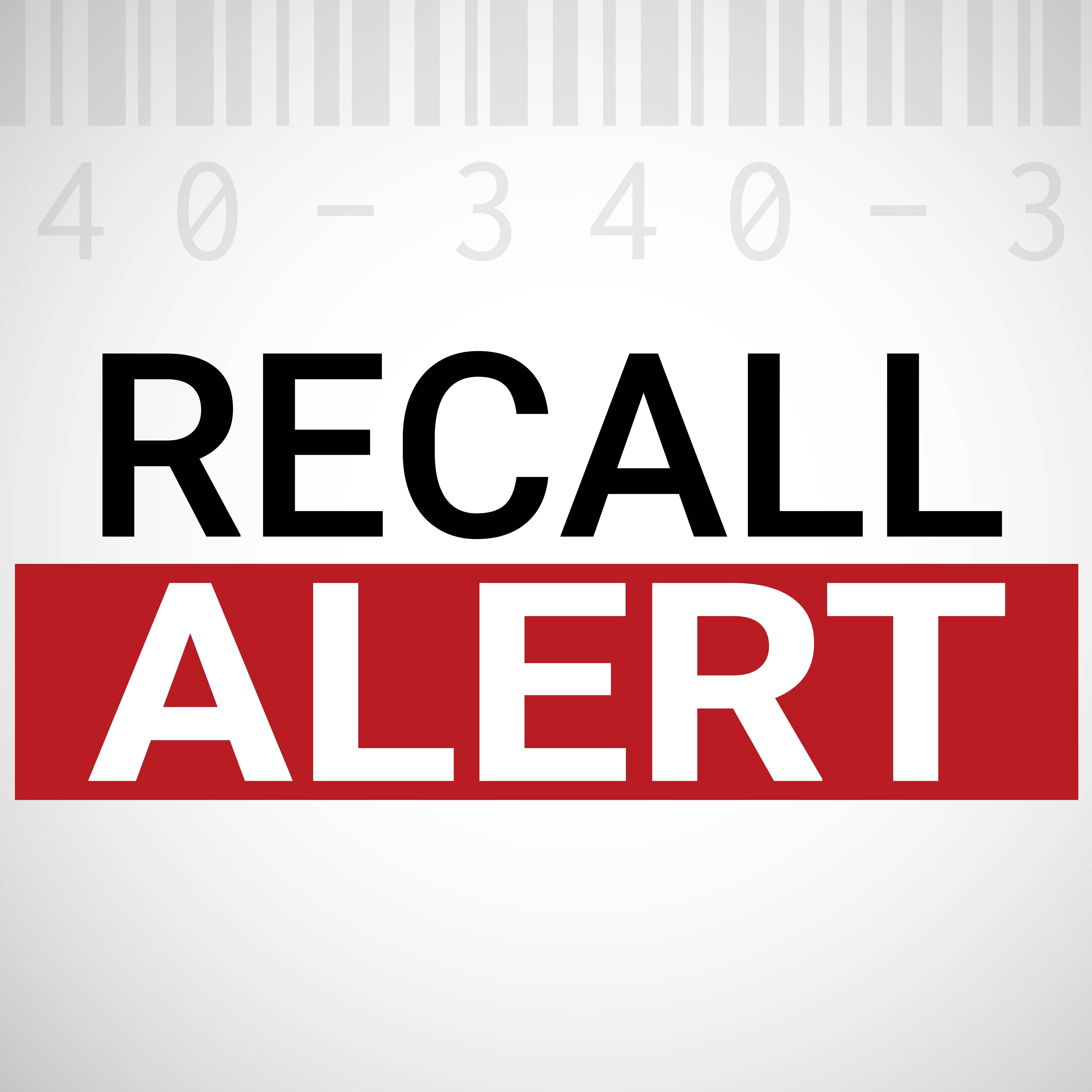 Recall alert banner with text and barcode