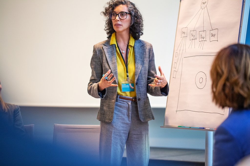 woman giving a presentation