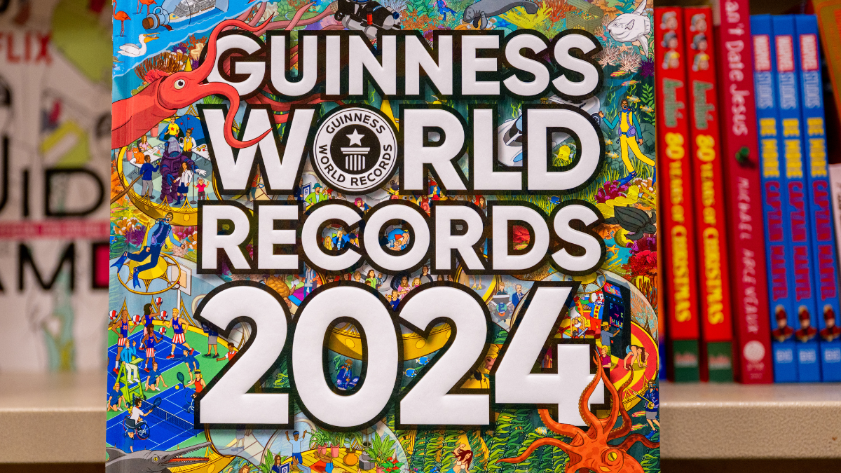 closeup of Guinness World Records 2024 book