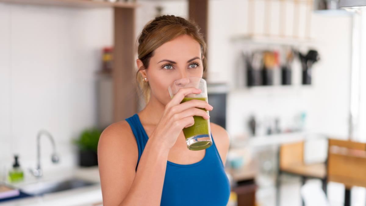Woman drinking a shake