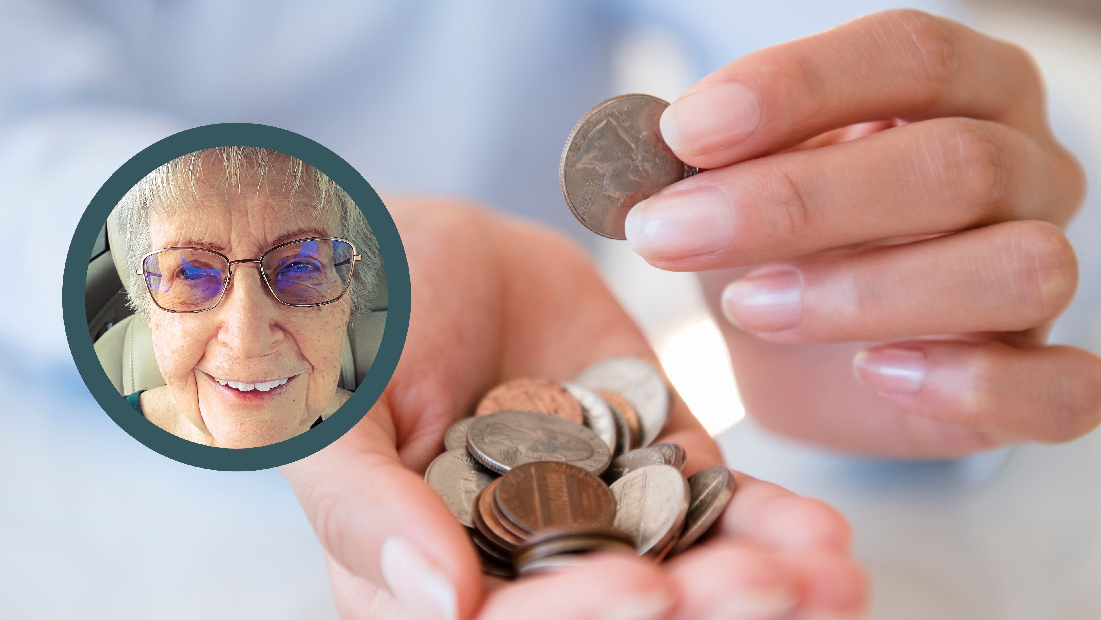 Marianne Q. Espinoza and an image of coins