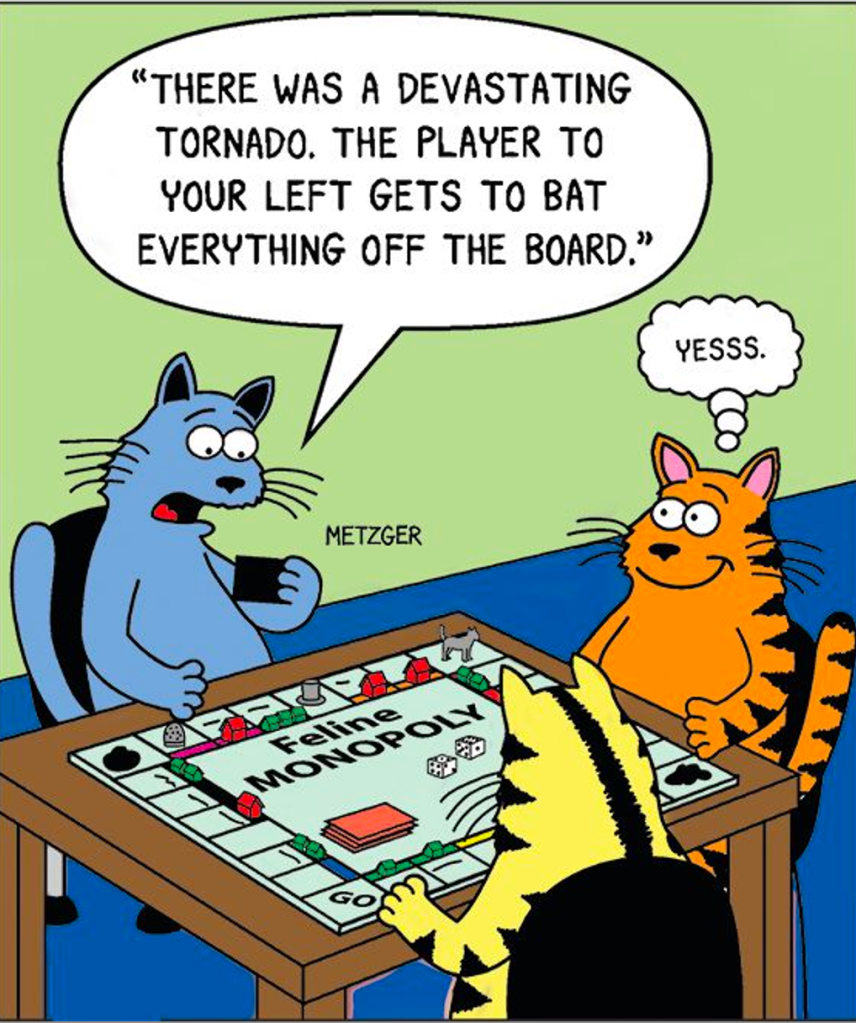 Jokes about cats: Cats playing board games 