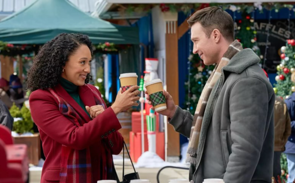 two people cheersing coffees