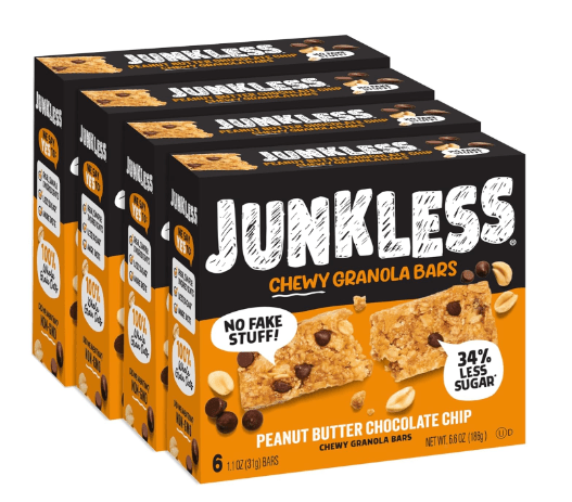 Junkless Peanut Butter Chocolate Chip Chewy Granola Bars
