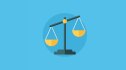 Balance icon. Law balance symbol. Justice scales icon. Flat design vector illustration