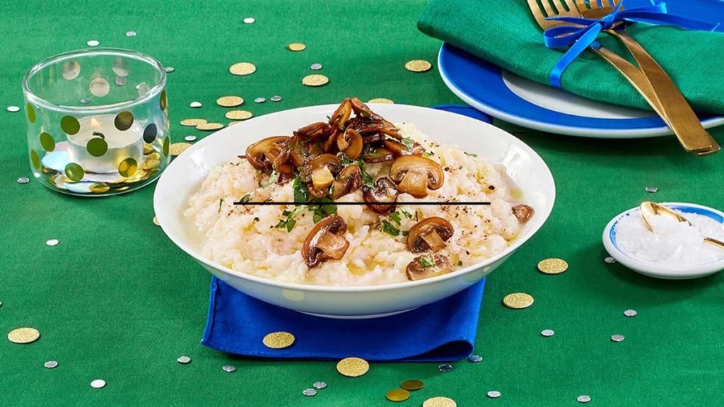 mushroom cauliflower risotto as part of a roundup of lunch prep ideas