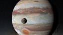 Illustration of Jupiter and its largest moon, Ganymede