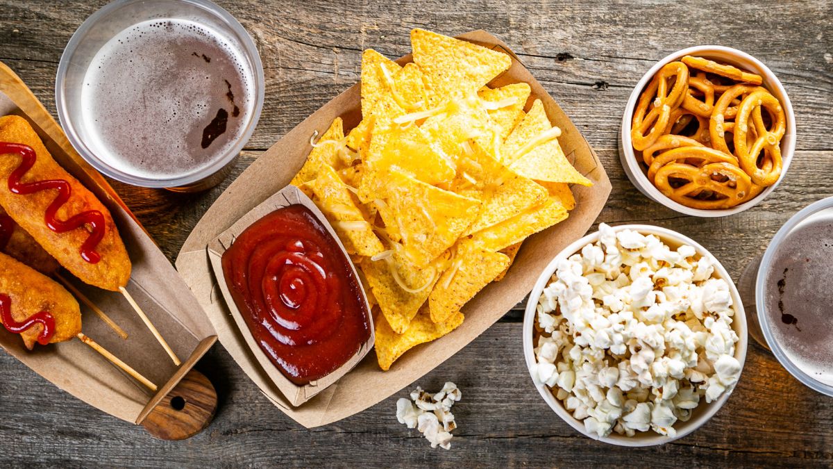 array of NFL football stadium foods