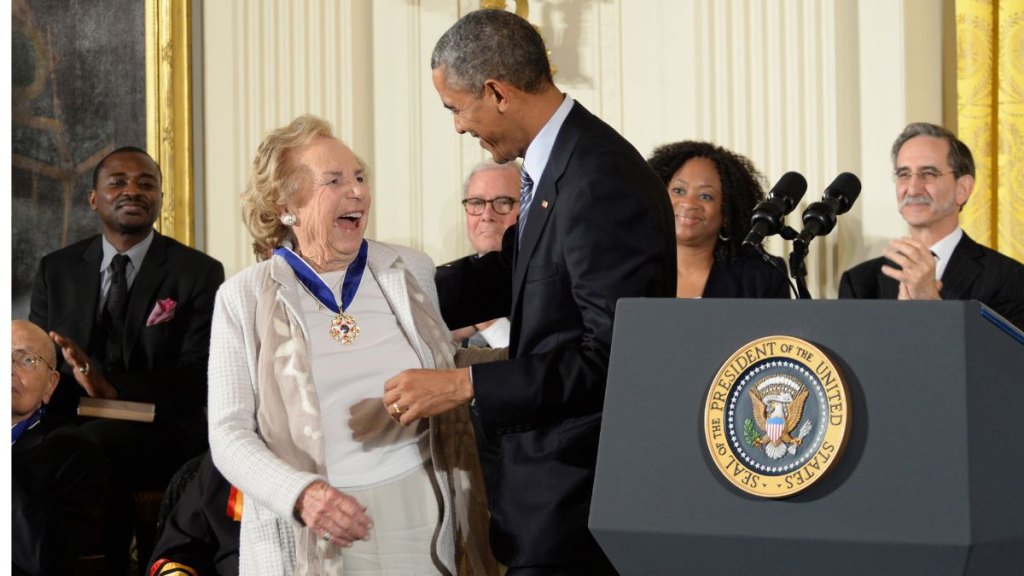 President Barack Obama and Ethel Kennedy in 2014