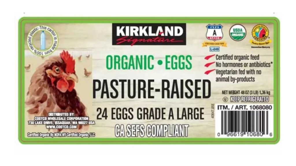 Costco Brand Kirkland Organic Eggs
