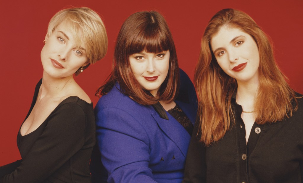 American singers Carnie Wilson, Wendy Wilson, and Chynna Phillips of the vocal group Wilson Phillips, circa 1990