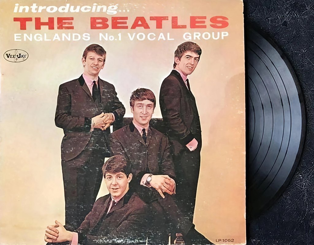 The cover art for Introducing The Beatles, released in early 1964 by Vee-Jay Records.