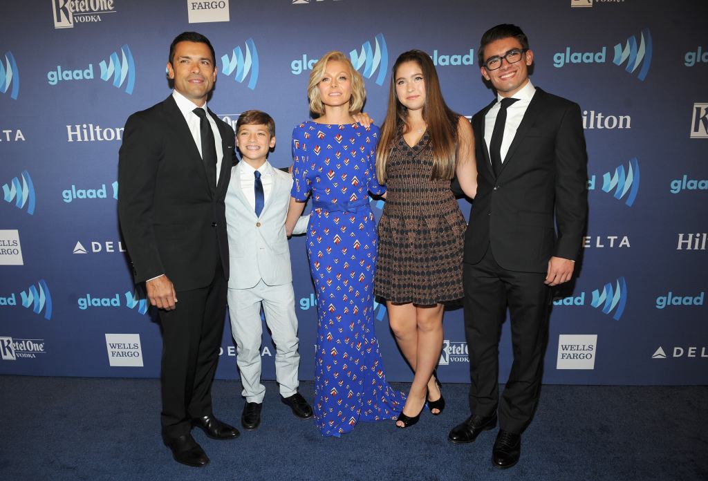 Kelly Ripa and Mark Consuelos with their children, Joaquin, Lola and Michael, in 2015