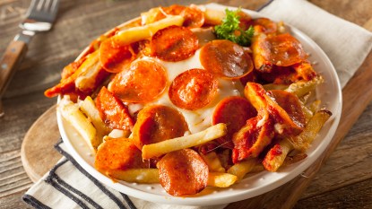Pizza fries served on a plate