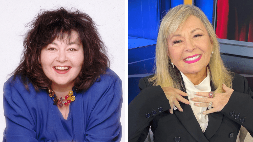 Side-by-side of Roseanne Barr then and now