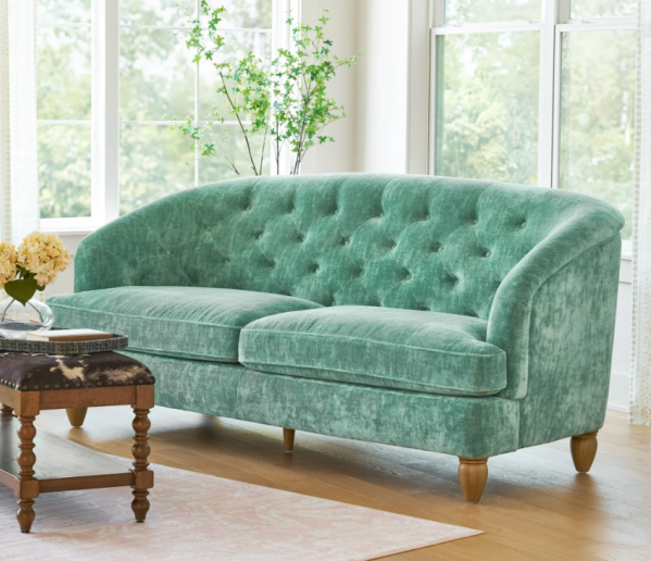 The Pioneer Woman Laurel Tufted Sofa, Jade Velvet