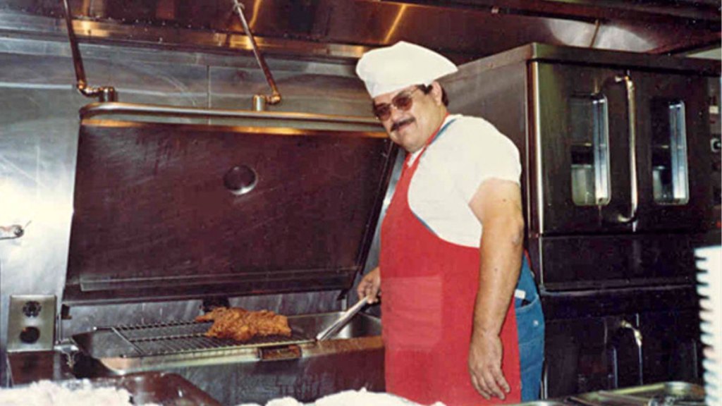 The café’s inspiration, Papa Mike McGarvin, in the 1970s