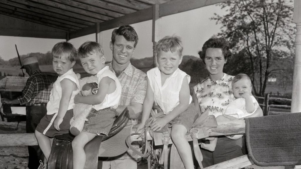 Robert and Ethel Kennedy with their kids in 1957