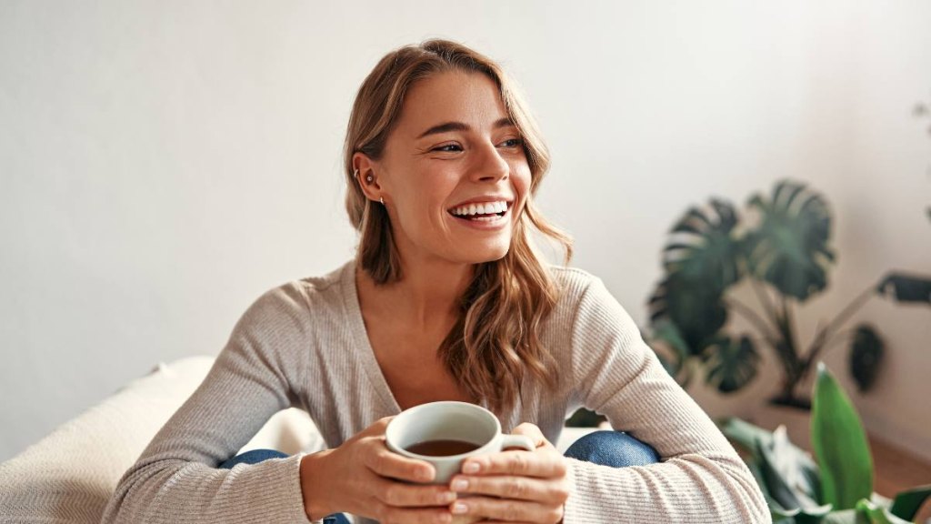 Woman feeling less stressed