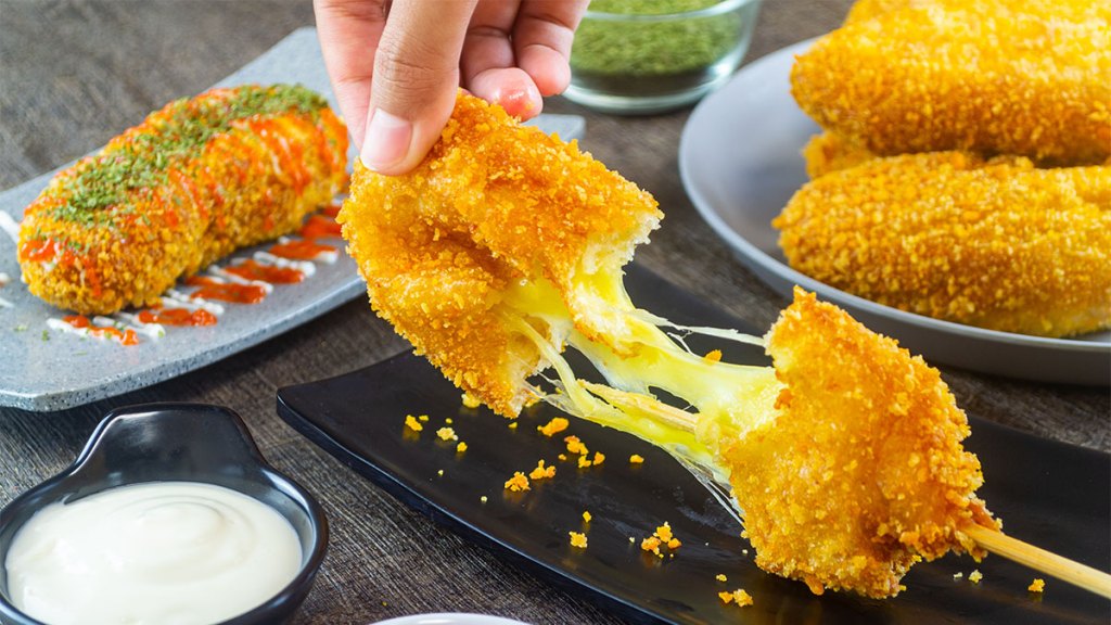 Korean corn dog with mozzarella