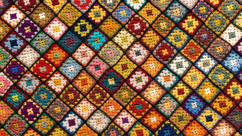 large colorful crochet blanket