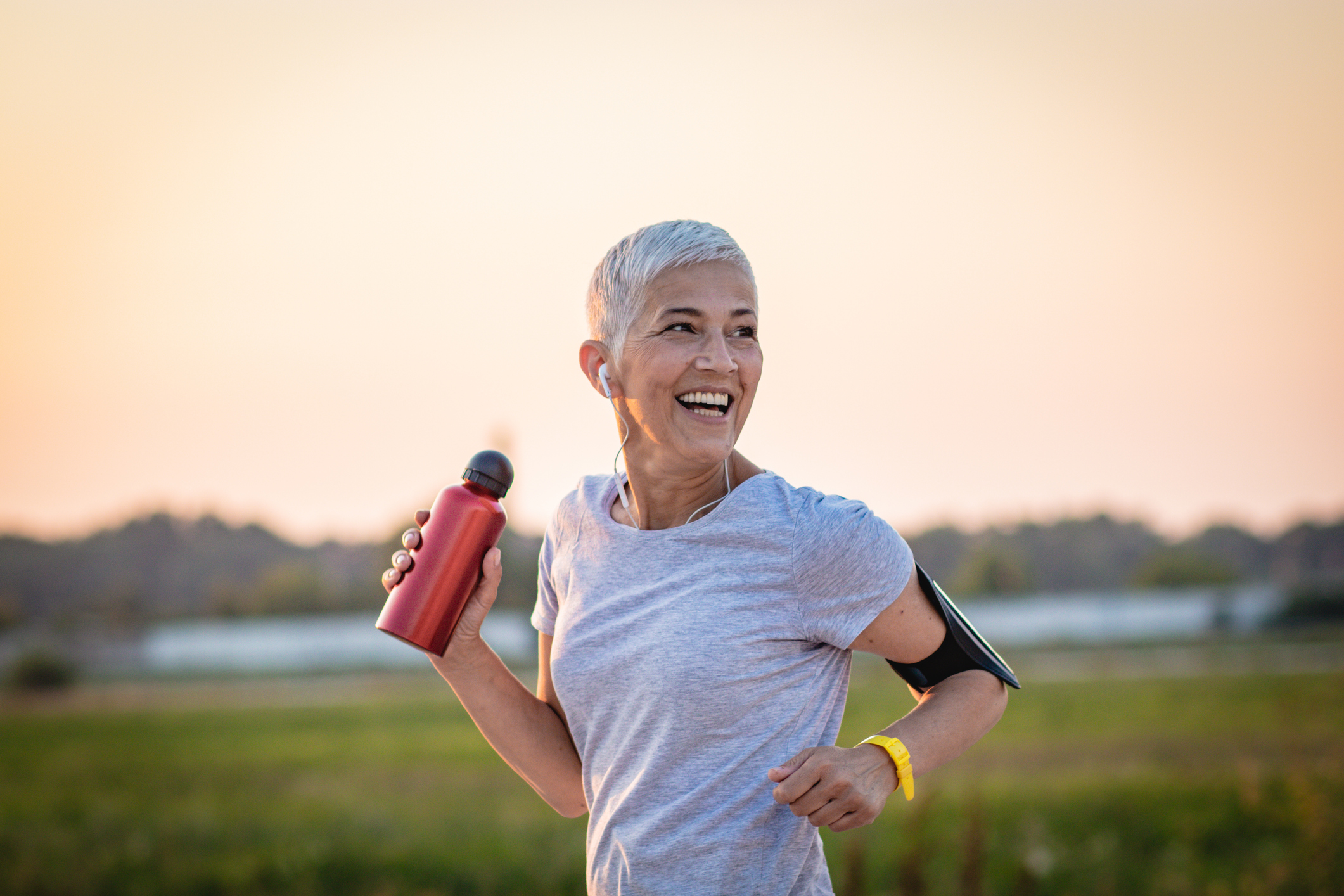 mature woman exercising outdoors for stroke prevention