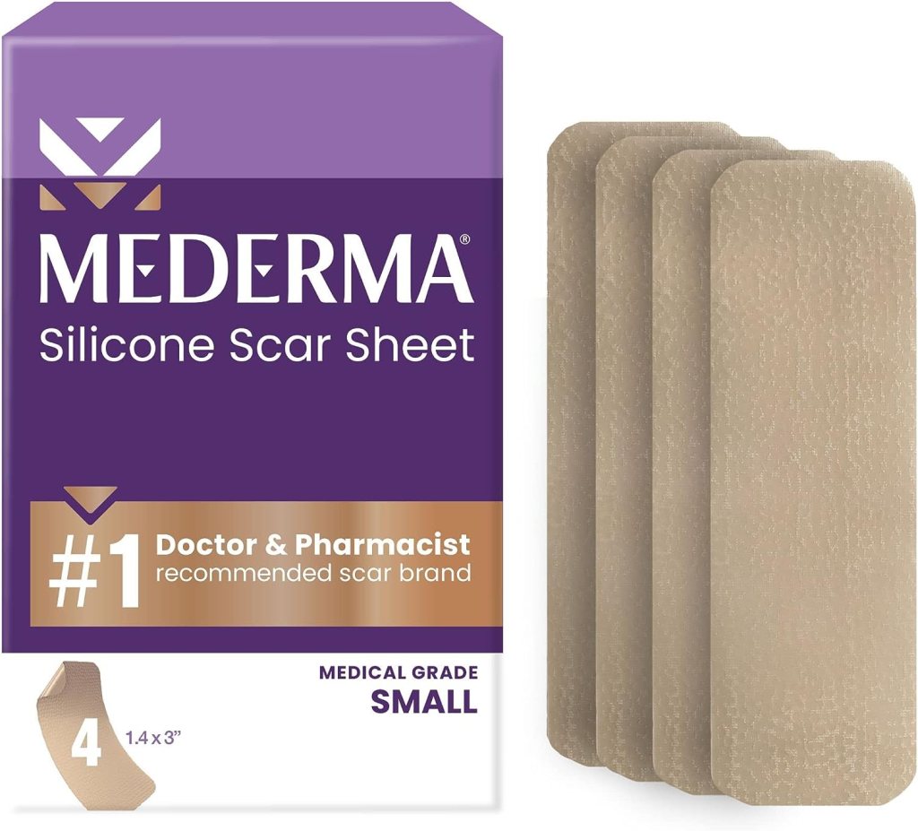 Product image of Mederma Silicone Scar Sheet, a notox treatment that reduces scars