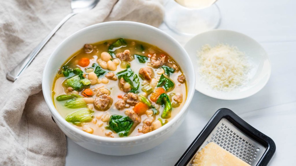 A bowl of escarole and beans