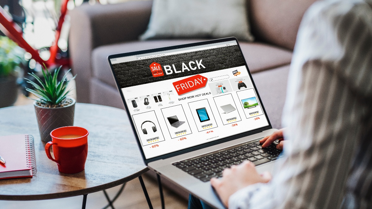 A woman Black Friday shopping online