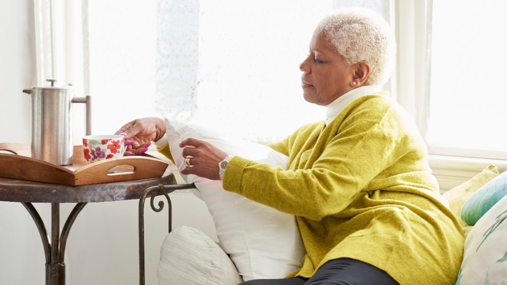 A woman focusing on self care