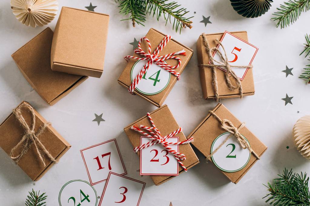 Christmas homemade food advent calendars with numbered countdown dates