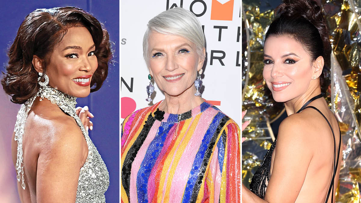 Angela Bassett, Maye Musk and Eva Longoria with winged eyeliner