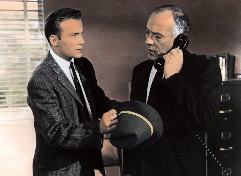 William Shatner and Edward Platt (later to be the Chief from Get Smart) in the 1961 film The Explosive Generation.