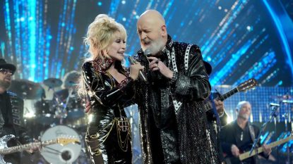 Rob Halford Dolly Parton perform at the 37th Annual Rock & Roll Hall of Fame Induction Ceremony, 2022