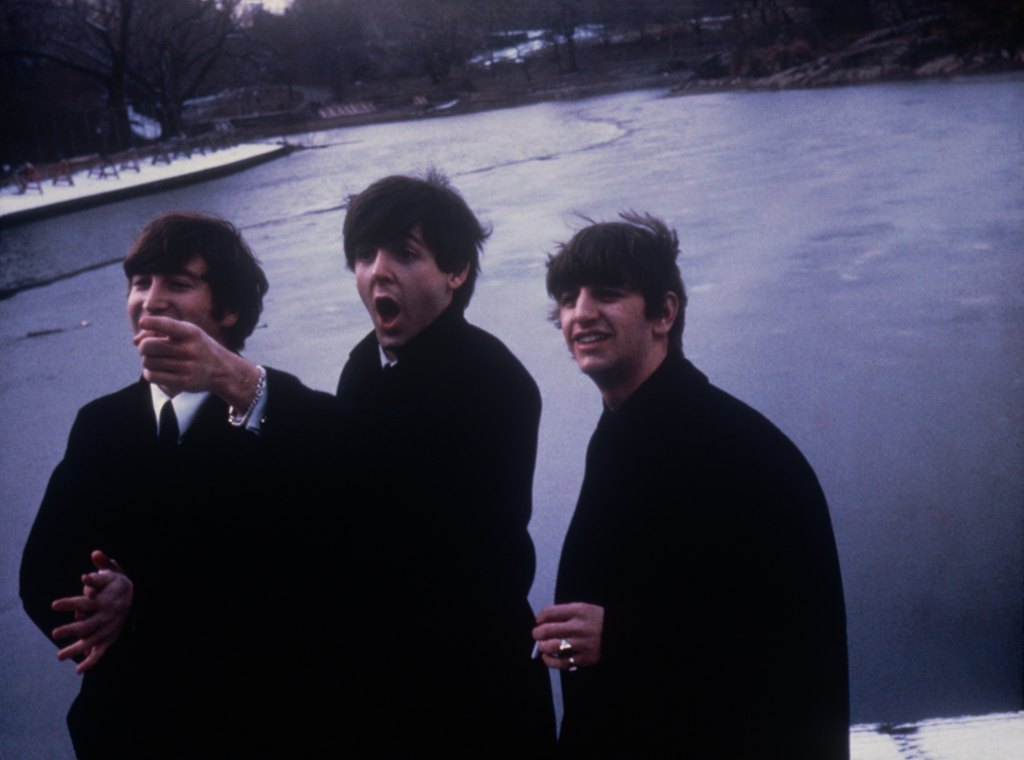 Ringo Starr Paul McCartney John Lennon of The Beatles in Central Park February 1964.