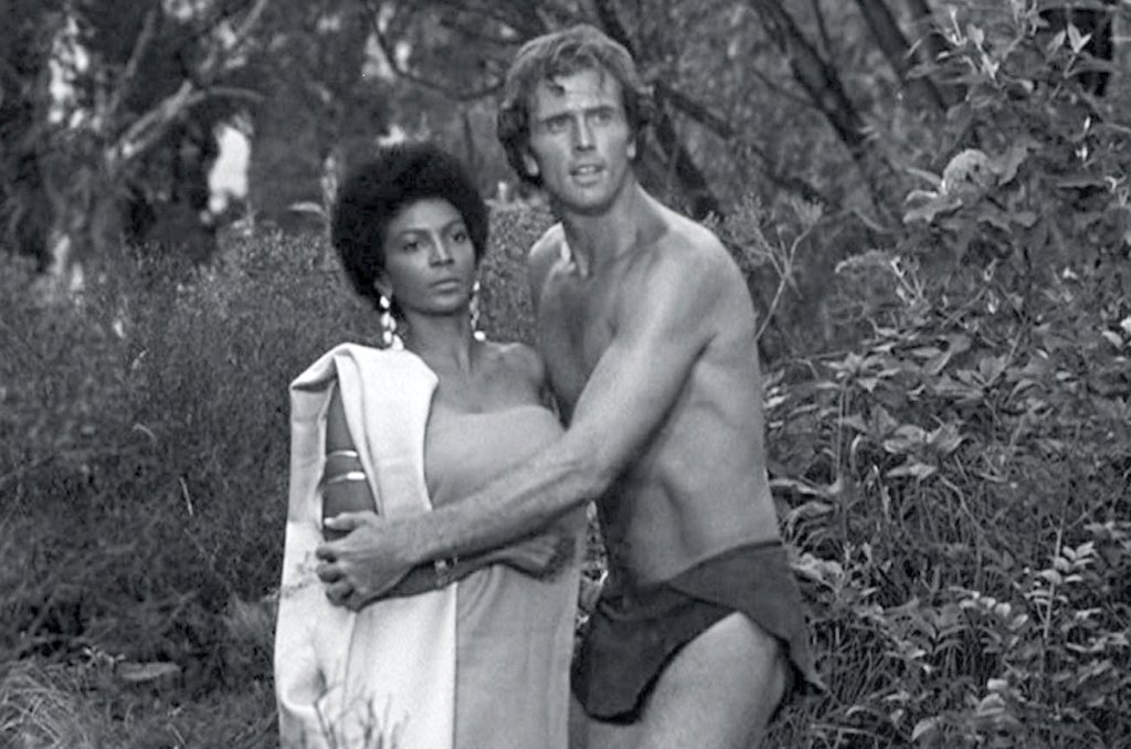 Nichelle Nichols and Ron Ely in Tarzan's Deadly Silence, a 1970 movie taken from a pair of episodes from the 1966 to 1968 Tarzan TV series. Nichelle appeared in the show's first season.