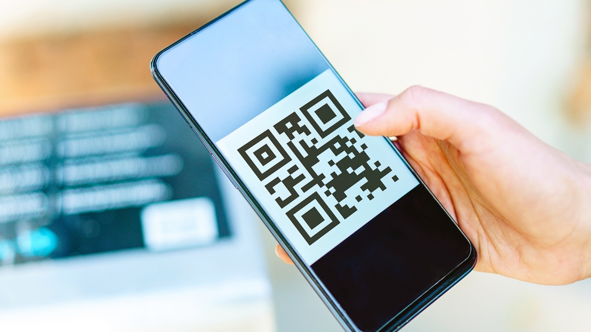 A QR code on a phone