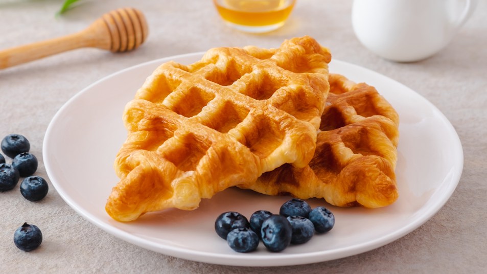 Croffles (croissant waffles) served on a plate